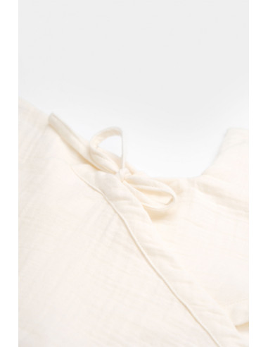 UP-BC-CSYM7000-3,Salopeta petrecuta din muselina, BabyCosy, 100% bumbac organic, Ecru (Marime: 3-6 Luni)