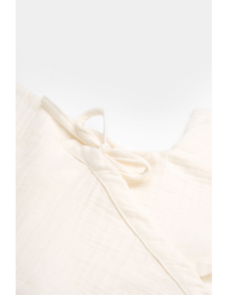 UP-BC-CSYM7000-3,Salopeta petrecuta din muselina, BabyCosy, 100% bumbac organic, Ecru (Marime: 3-6 Luni)