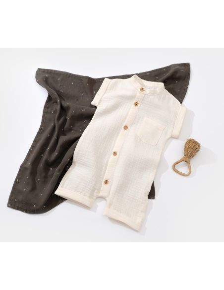 UP-BC-CSYM7003-3,Salopeta de vara din muselina, BabyCosy, 100% bumbac organic, ecru