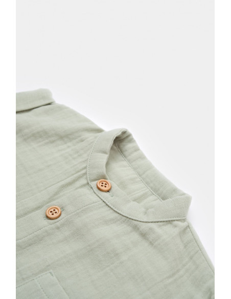 UP-BC-CSYM7005-18,Salopeta de vara din muselina, BabyCosy, 100% bumbac organic, verde (Marime: 18-24 Luni)