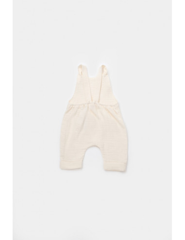 UP-BC-CSYM7006-3,Salopeta de vara cu pantaloni lungi din muselina, BabyCosy, 100%bumbac, ecru
