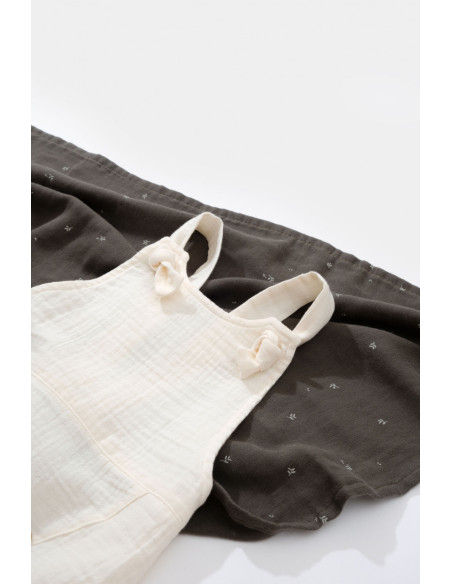 UP-BC-CSYM7006-3,Salopeta de vara cu pantaloni lungi din muselina, BabyCosy, 100%bumbac, ecru