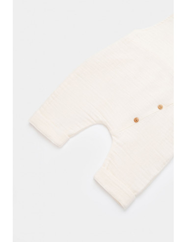 UP-BC-CSYM7006-3,Salopeta de vara cu pantaloni lungi din muselina, BabyCosy, 100%bumbac, ecru