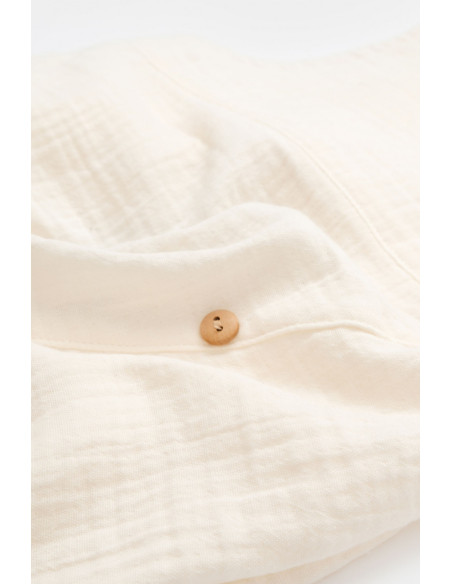 UP-BC-CSYM7006-3,Salopeta de vara cu pantaloni lungi din muselina, BabyCosy, 100%bumbac, ecru