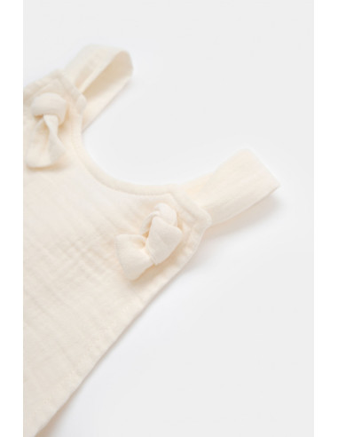 UP-BC-CSYM7006-3,Salopeta de vara cu pantaloni lungi din muselina, BabyCosy, 100%bumbac, ecru