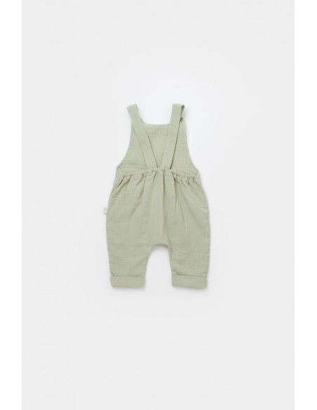 UP-BC-CSYM7008-3,Salopeta de vara cu pantaloni lungi din muselina, BabyCosy, 100% bumbac organic, verde