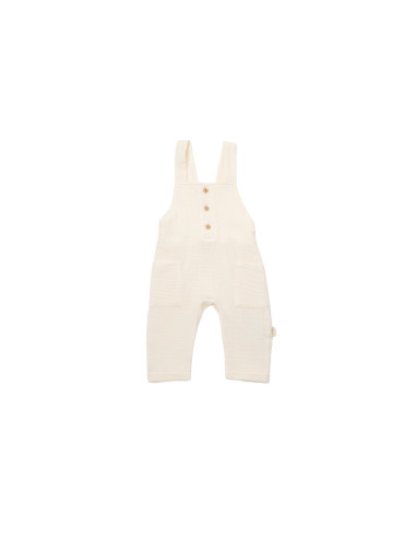 UP-BC-CSYM7009-3,Salopeta de vara cu buzunare din muselina, BabyCosy, 100% bumbac organic, ecru