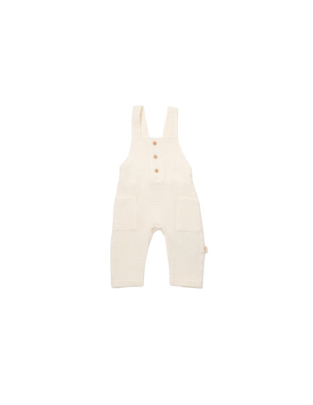 UP-BC-CSYM7009-3,Salopeta de vara cu buzunare din muselina, BabyCosy, 100% bumbac organic, ecru