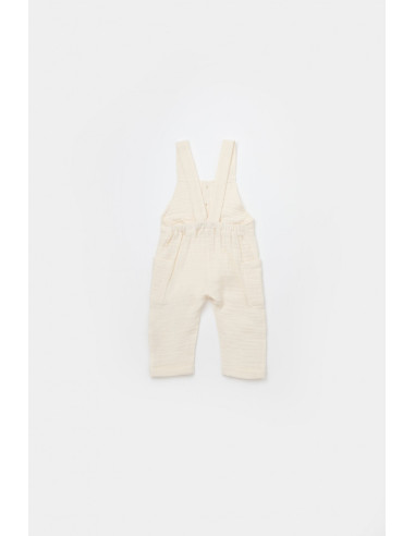 UP-BC-CSYM7009-3,Salopeta de vara cu buzunare din muselina, BabyCosy, 100% bumbac organic, ecru