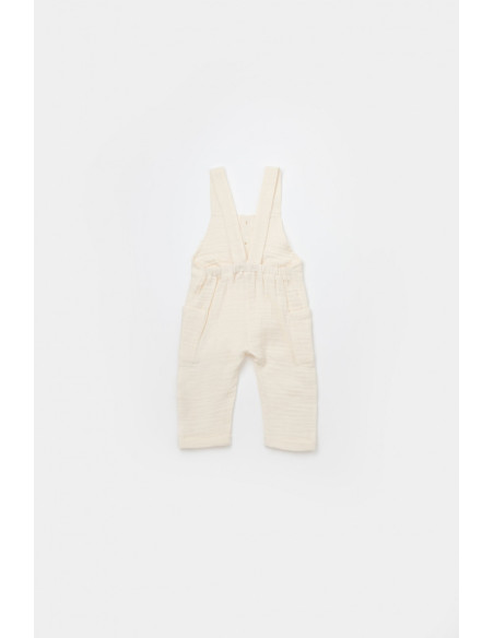 UP-BC-CSYM7009-3,Salopeta de vara cu buzunare din muselina, BabyCosy, 100% bumbac organic, ecru