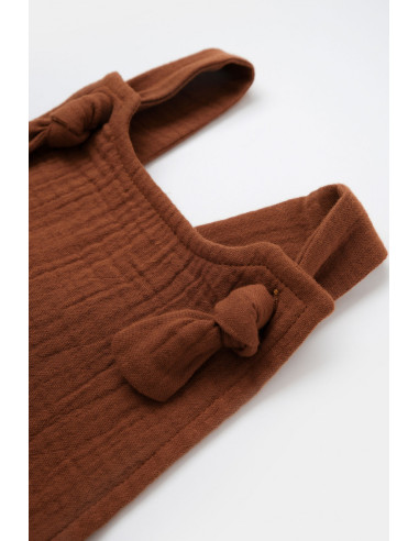 UP-BC-CSYM7010-6,Salopeta de vara cu buzunare din muselina, BabyCosy, 100% bumbac organic, caramiziu