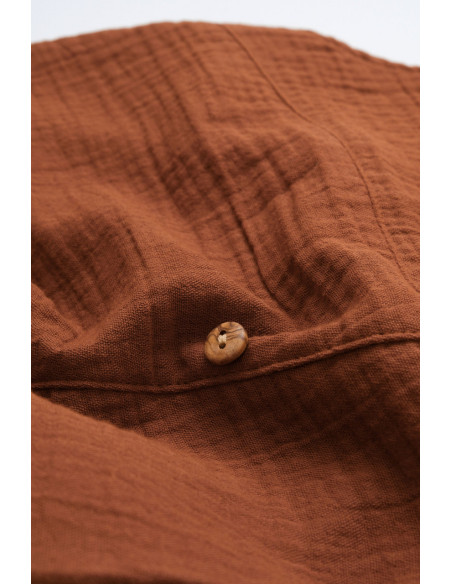 UP-BC-CSYM7010-6,Salopeta de vara cu buzunare din muselina, BabyCosy, 100% bumbac organic, caramiziu