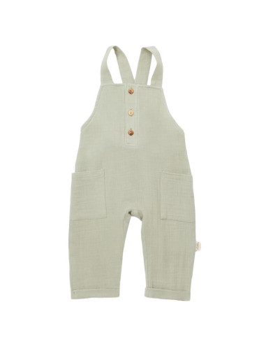 UP-BC-CSYM7011-3,Salopeta de vara cu buzunare din muselina, BabyCosy, 100% bumbac organic, verde