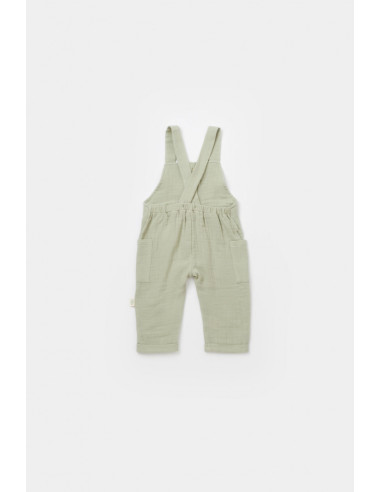 UP-BC-CSYM7011-3,Salopeta de vara cu buzunare din muselina, BabyCosy, 100% bumbac organic, verde