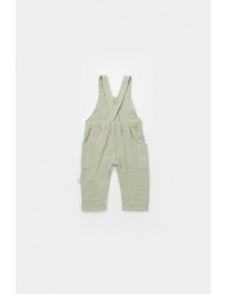 UP-BC-CSYM7011-3,Salopeta de vara cu buzunare din muselina, BabyCosy, 100% bumbac organic, verde