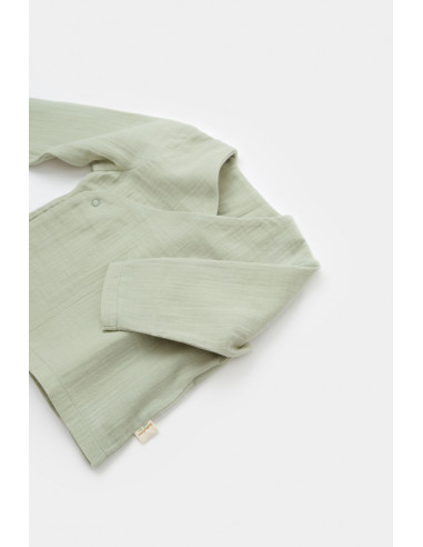 UP-BC-CSYM7014-3,Set bluzita petrecuta si panataloni lungi din muselina, Baby Cosy, 100% bumbac organic, Verde