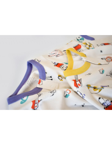 UP-BC-CSY5815-3,Set 2 salopetele cu maneca lunga si panataloni lungi - 100%bumbac organic - Galben si Mov, Baby Cosy