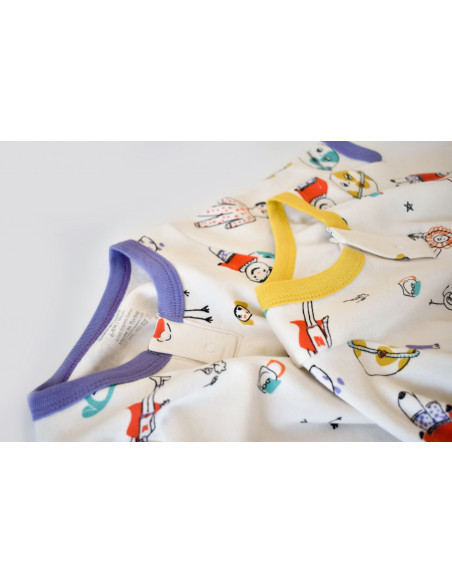 UP-BC-CSY5815-3,Set 2 salopetele cu maneca lunga si panataloni lungi - 100%bumbac organic - Galben si Mov, Baby Cosy