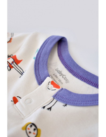 UP-BC-CSY5815-3,Set 2 salopetele cu maneca lunga si panataloni lungi - 100%bumbac organic - Galben si Mov, Baby Cosy