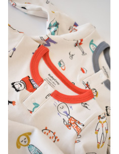 UP-BC-CSY5816-3,Set 2 salopetele cu maneca lunga si panataloni lungi - 100%bumbac organic - Rosu si Gri, Baby Cosy 2