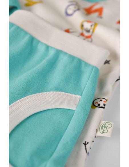 UP-BC-CSY2008-3,Set bluzita cu maneca lunga si panataloni lungi, 100% bumbac organic, BabyCosy, Verde