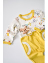 UP-BC-CSY2009-3,Set bluzita cu maneca lunga si panataloni lungi, 100% bumbac organic, BabyCosy, Galben