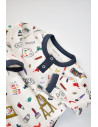 UP-BC-CSY2005-3,Set bluzita cu maneca lunga si nasturei si panataloni lungi, 100% bumbac organic, BabyCosy, Bleumarin