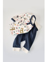 UP-BC-CSY2005-3,Set bluzita cu maneca lunga si nasturei si panataloni lungi, 100% bumbac organic, BabyCosy, Bleumarin