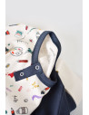 UP-BC-CSY2005-3,Set bluzita cu maneca lunga si nasturei si panataloni lungi, 100% bumbac organic, BabyCosy, Bleumarin