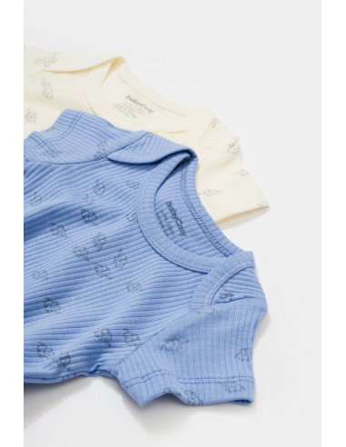 UP-BC-CSYM11215-0,Set 2 body-uri Printed, BabyCosy, 50% modal+50% bumbac, Ecru/Lavanda (Marime: 0-3 Luni)