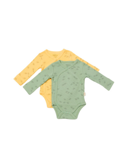 UP-BC-CSYM11319-0,Set 2 body-uri petrecute Printed, BabyCosy, 50% modal+50% bumbac, Lamaie/Verde (Marime: 0-3 Luni)