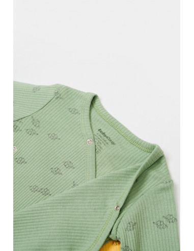 UP-BC-CSYM11319-0,Set 2 body-uri petrecute Printed, BabyCosy, 50% modal+50% bumbac, Lamaie/Verde (Marime: 0-3 Luni)