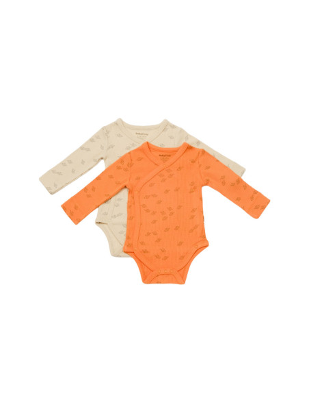 UP-BC-CSYM11320-0,Set 2 body-uri petrecute Printed, BabyCosy, 50% modal+50% bumbac, Stone/Apricot (Marime: 0-3 Luni)