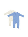 UP-BC-CSYM11422-0,Set 2 salopete lungi Printed, BabyCosy, 50% modal+50% bumbac, Ecru/Lavanda (Marime: 0-3 Luni)