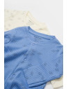 UP-BC-CSYM11422-0,Set 2 salopete lungi Printed, BabyCosy, 50% modal+50% bumbac, Ecru/Lavanda (Marime: 0-3 Luni)