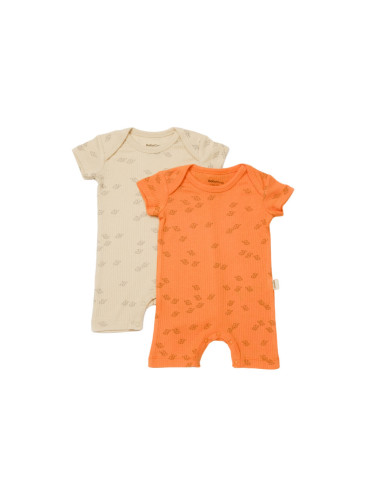 UP-BC-CSYM11427-0,Set 2 salopete scurte Printed, BabyCosy, 50% modal+50% bumbac, Stone/Apricot