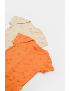 UP-BC-CSYM11427-0,Set 2 salopete scurte Printed, BabyCosy, 50% modal+50% bumbac, Stone/Apricot 2