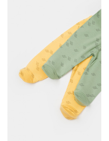 UP-BC-CSYM11615-0,Set 2 pantalonasi cu botosei Printed, BabyCosy, 50% modal+50% bumbac, Lamaie/Verde