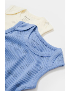 UP-BC-CSYM11115-3,Set 2 body-uri fara maneci Printed, BabyCosy, 50% modal+50% bumbac, Ecru/Lavanda (Marime: 3-6 Luni) 2