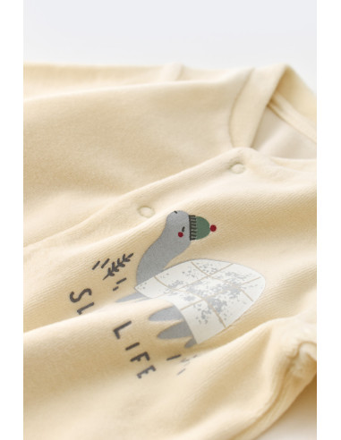 UP-BC-CSYK6019-3,Set Broscuta cu salopeta si body din 80%bumbac organic si 20% poliester - Crem, Baby Cosy