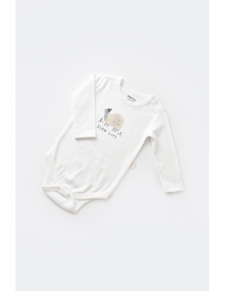 UP-BC-CSYK6023-6,Set 3 piese Broscuta cu body, pantalonasi si vestuta din 80%bumbac organic si 20% poliester - Crem, Baby Cosy