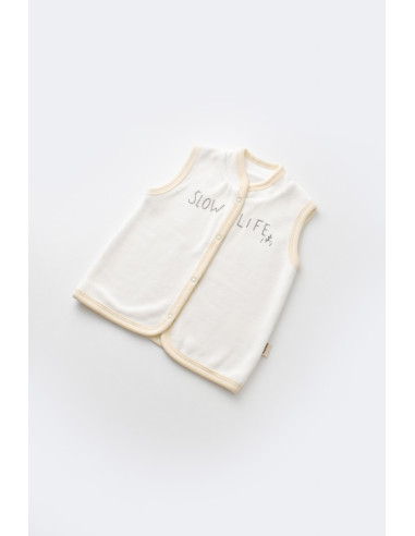 UP-BC-CSYK6023-6,Set 3 piese Broscuta cu body, pantalonasi si vestuta din 80%bumbac organic si 20% poliester - Crem, Baby Cosy