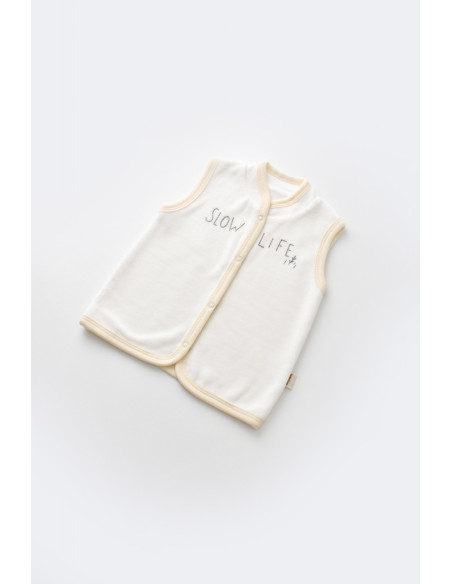 UP-BC-CSYK6023-6,Set 3 piese Broscuta cu body, pantalonasi si vestuta din 80%bumbac organic si 20% poliester - Crem, Baby Cosy