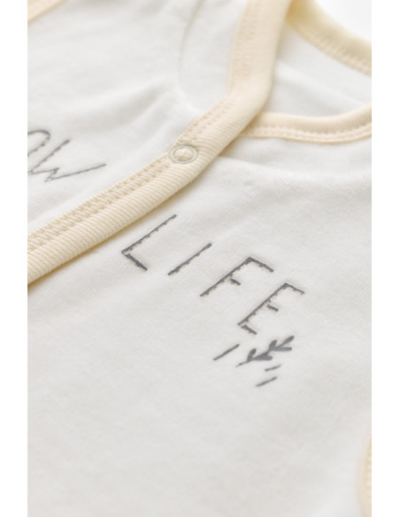 UP-BC-CSYK6023-6,Set 3 piese Broscuta cu body, pantalonasi si vestuta din 80%bumbac organic si 20% poliester - Crem, Baby Cosy