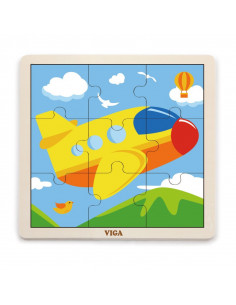 Puzzle din 9 piese mari - avion,51447