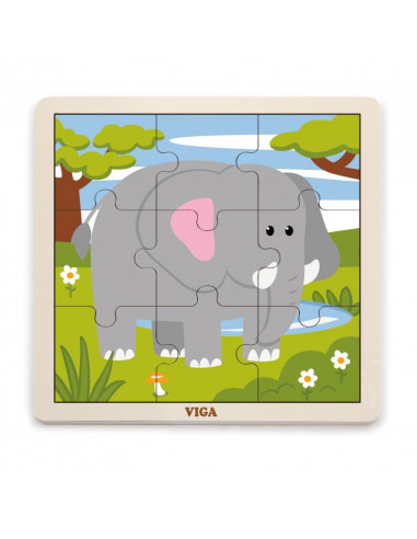 Puzzle din 9 piese mari - elefant,51441
