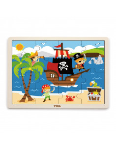 Puzzle din lemn din 16 piese - pirati,51459