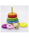 GOKI58916,Turn multicolor de stivuire cu ursulet - Set indemanare din lemn