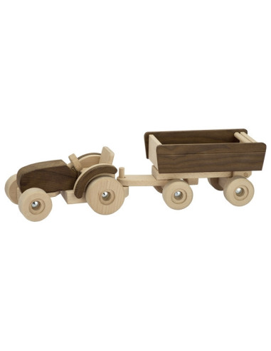 GOKI55915,Tractor cu remorca - Set din lemn - Goki Nature