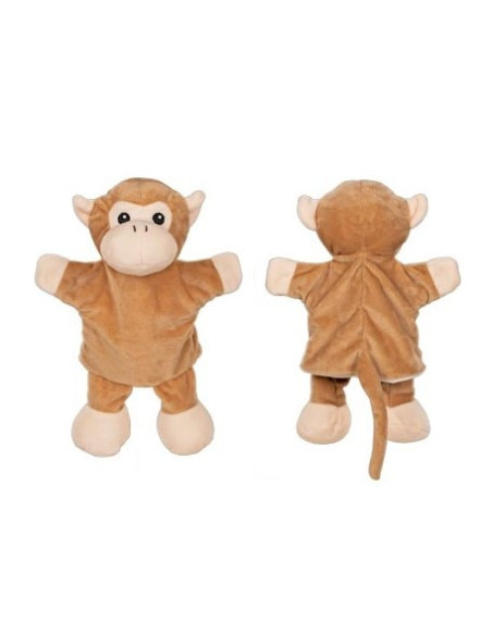 GOKI50960M,Papusa de mana cu animale - girafa, elefant si maimuta